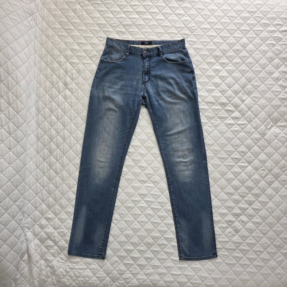 Fendi Roma Slim Fit Jeans Made in Italy Distressed Light Wash Men's 31x32